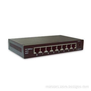 8 Ports 10/100M Ethernet Switch with 100/200Mbps Transfer Rate, Supports Auto MDI/MDI-X